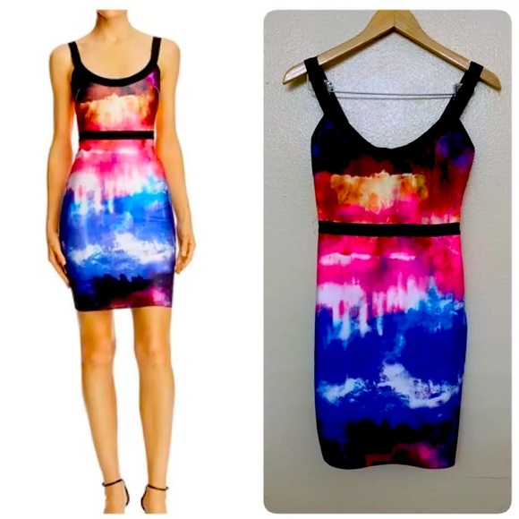 WOW Couture Womens Tie-Dye Party Bodycon Mini Sheath Dress Small Multi Color - Picture 1 of 6